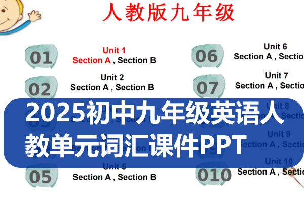 2025初中九年级英语人教单元词汇课件PPT第1张-惠学吧 人教 初中英语 九年级 单元词汇课件 网课视频